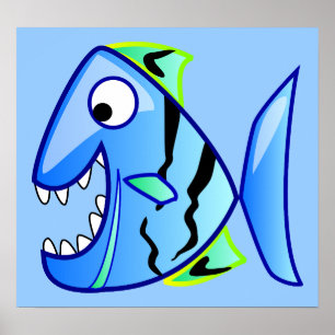 Pôster ícone-27971 ícone azul no tema peixe apps piranh