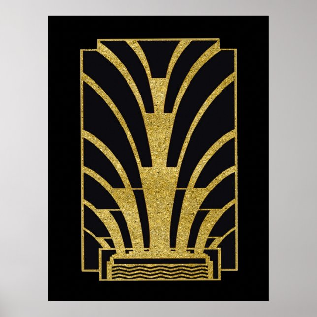 Poster Ícone Art Deco em Dourado a preto (Frente)