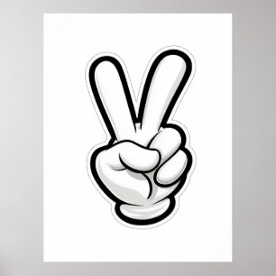Poster Ícone Clássico do Símbolo da Paz com a Mão