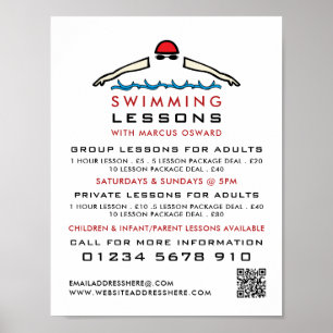 Poster Ícone de Nadação Rápida, Anúncio de Lição de Nadaç