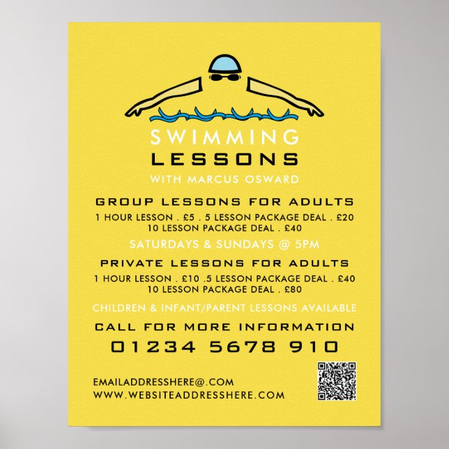 Poster Ícone de Nadação Rápida, Anúncio de Lição de Nadaç (Frente)