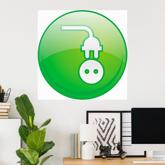 Poster Ícone de Tomada Elétrica Verde (Criador carregado)