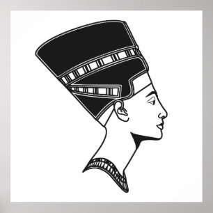 Poster Icone de vintagem Nefertiti ilustração de clipart 