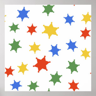 Poster Ícone do Xerife do Hexagram Colorido isolado de te