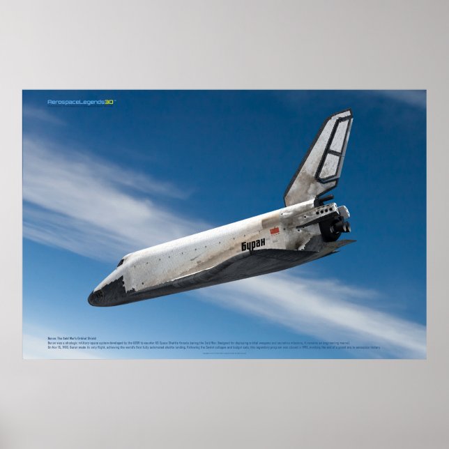 Poster Ícone Espacial Soviético: Reentrada do Buran (Frente)