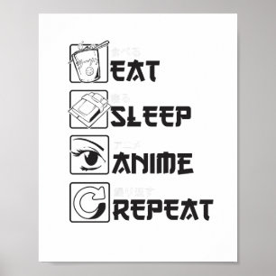 Poster Ícone Legal de Comida Sono ANIME Repetir Ícone E