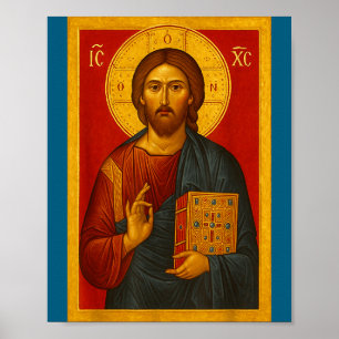 Poster Ícone Ortodoxo de Jesus Cristo Pantocrator 