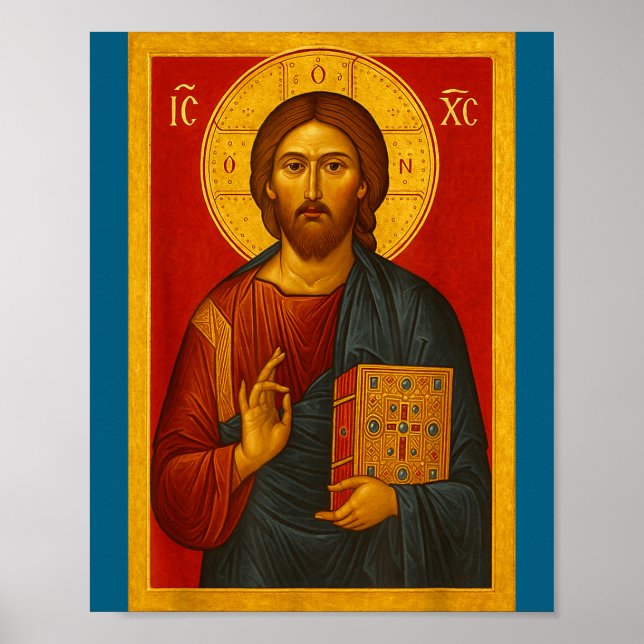 Poster Ícone Ortodoxo de Jesus Cristo Pantocrator  (Frente)