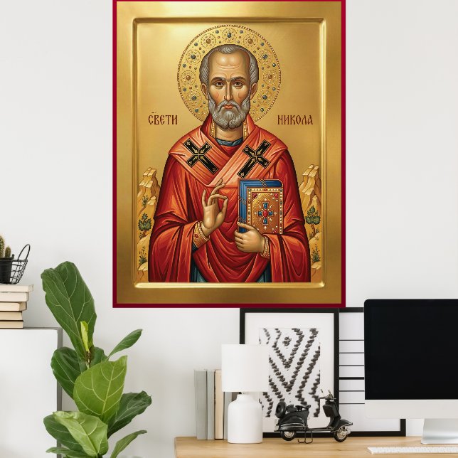 Poster ícone ortodoxo de São Nicolau (Escritório em casa)