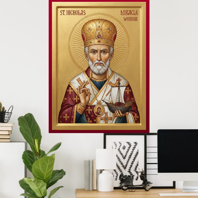 Poster ícone ortodoxo de São Nicolau (Escritório em casa)