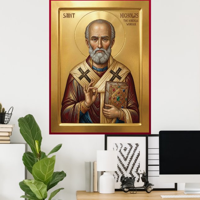 Poster ícone ortodoxo de São Nicolau (Escritório em casa)