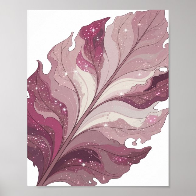 Poster Ícone Prateado FANTASY LEAF Design Ousado (Frente)