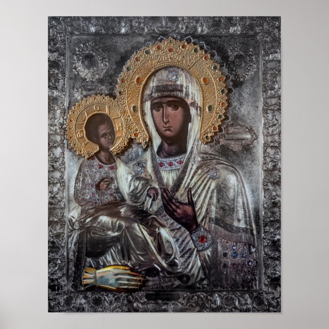 Poster Ícone Religioso Virgem Maria de Três Mãos (Frente)