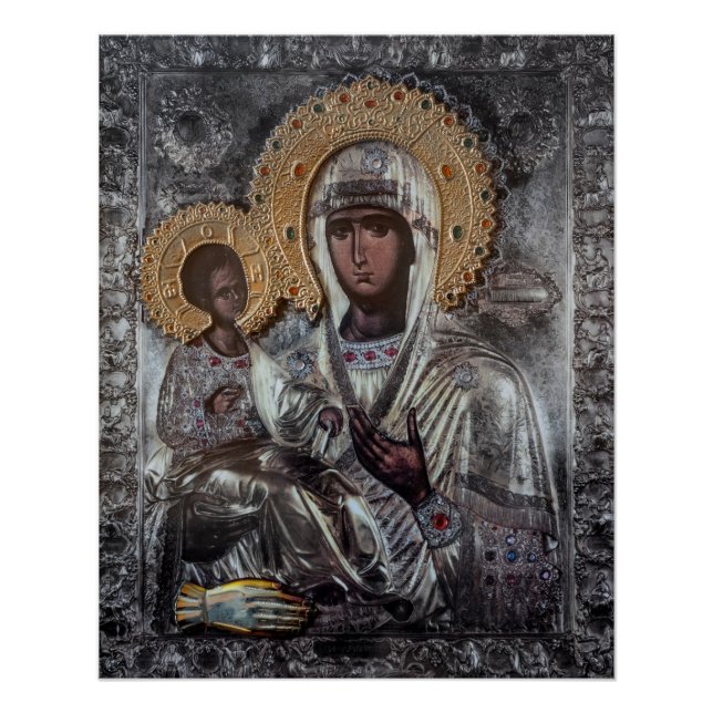 Pôster Ícone Religioso Virgem Maria Três Mãos (Frente)