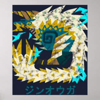 Poster Ícone Zinogre Kanji do Monster Hunter do Mundo