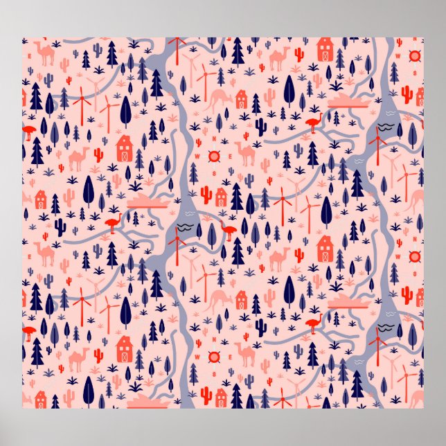 Poster Ícones australianos, padrão decorativo perfeito. (Frente)