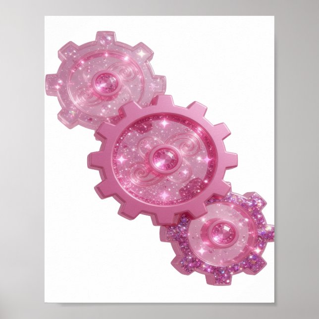 Poster Ícones Cor-de-Rosa Atraentes (Frente)