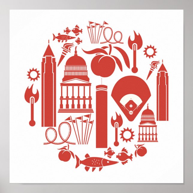 Poster Ícones da Atlanta Georgia (Frente)