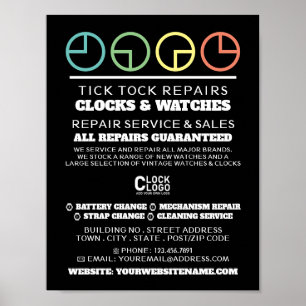 Poster Ícones de Face de Relógio, Publicidade de Horologi