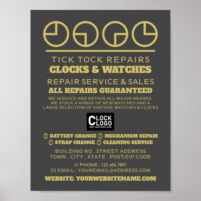Poster Ícones de Face de Relógio, Publicidade de Horologi (Frente)