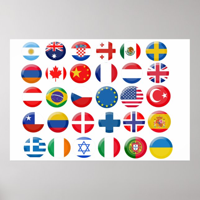 Poster Ícones de países definidos (Frente)