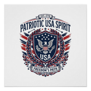 Pôster Ícones e Símbolos do Escudo da Liberdade Patriótic