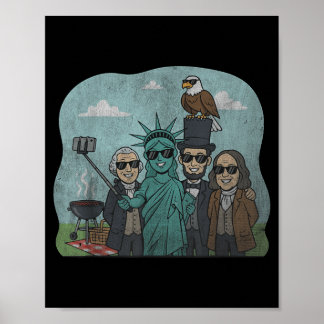 Poster Ícones Patrióticos de Selfie de Churrasco de 4 de 