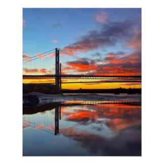 Pôster Iconic Forth Bridges Sunset Reflection Art Print 