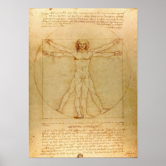 Pôster Iconic Leonardo da Vinci Vetruvian Man (Frente)