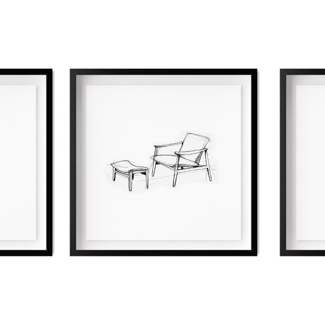 Poster Iconic Vintage Lounge Cadeira Sketch (Criador carregado)