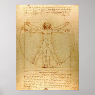 Pôster Icônico Leonardo da Vinci Homem Vetruviano