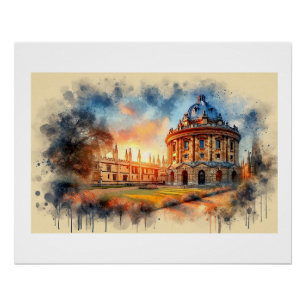 Pôster Icônico Radcliffe Oxford ao Pôr do Sol, 