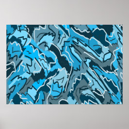 Poster Icy Blue Marbled Abstrato