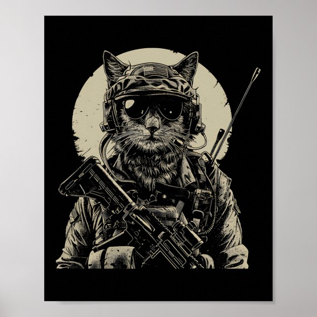 Poster Id Do Soldado Do Veterano Da Arte Tática Para Gato (Frente)