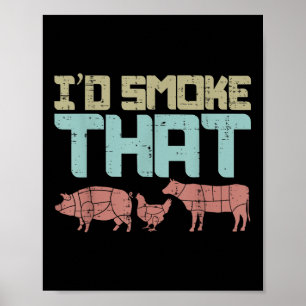 Poster Id Fumar Frango De Carne De Bovino Engraçado Barbe