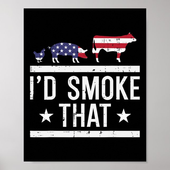 Poster Id Grill Aquele Chicken Pig Vaca Usa Bandeira Chur (Frente)