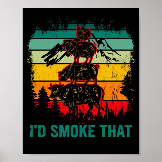 Poster I'd smoke that Beef Pork Chicken Butcher Grilling (Frente)