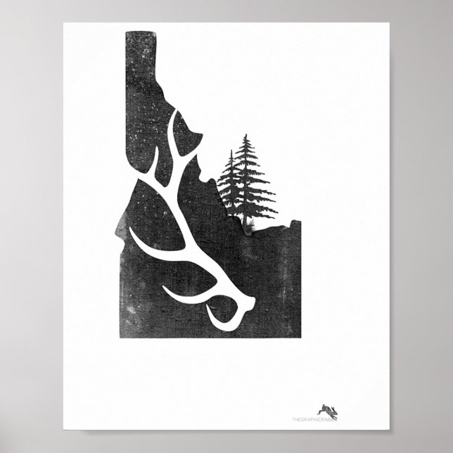 Poster Idaho Elk Hunter With Antler Shed  (Frente)