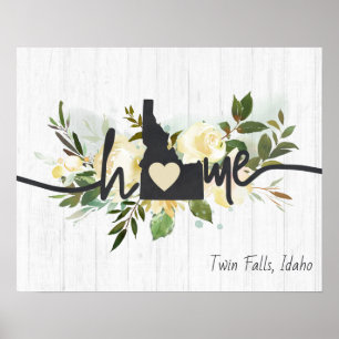 Poster Idaho Estado Personalizado Sua Cidade Natal Rústic