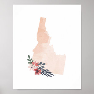 Poster Idaho Floral Watercolor State