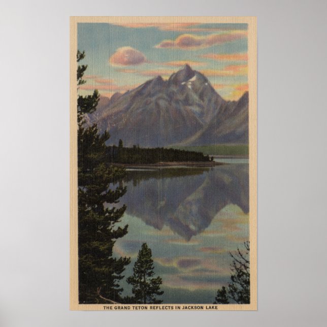 Poster Idaho - Grande Reflexão Teton no Lago Jackson (Frente)