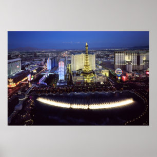 Pôster Ideia aérea da tira de Las Vegas na noite