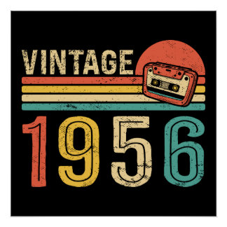 Pôster Ideia de Aniversário de 1956 Retro Fita Cassete de