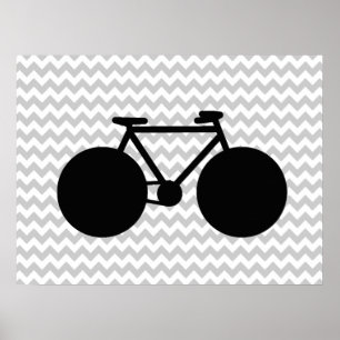 Poster ideia de decor de bicicleta negra & chevron