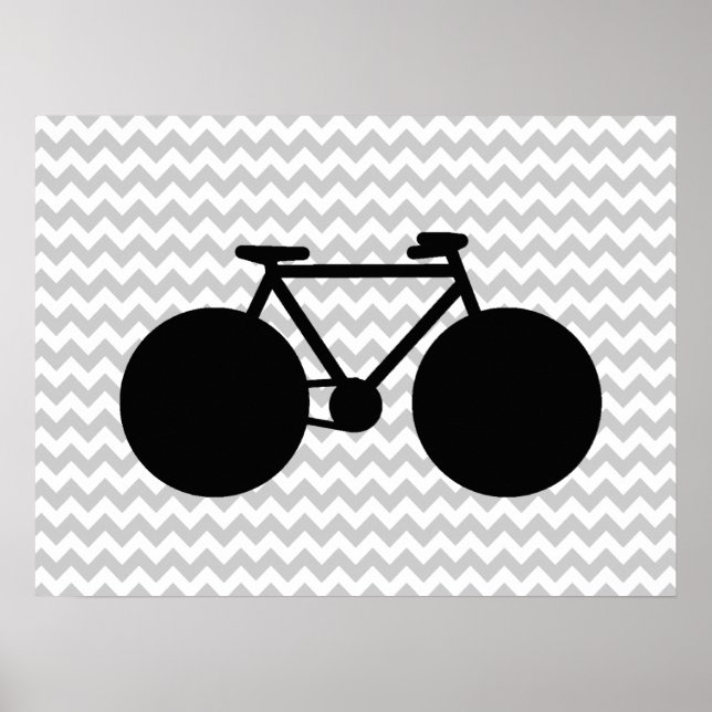 Poster ideia de decor de bicicleta negra & chevron (Frente)