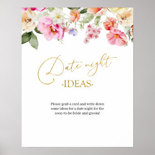 Poster Ideia Simples de Noite de Data Floral de Primavera