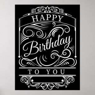 Poster Ideias de Decoração de Aniversário Faixas e G Impr