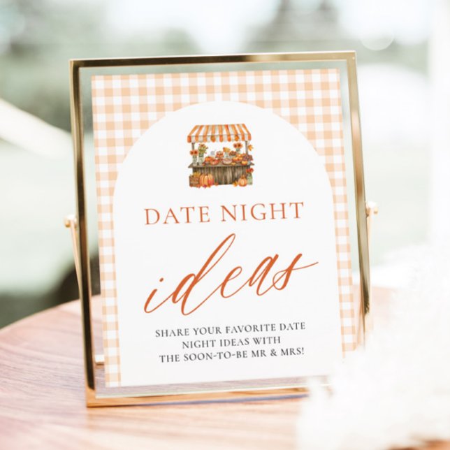 Poster Ideias de Noite de Encontro com Gingham de Outono  (Fall Gingham Fresh Off The Market Date Night Ideas Sign)
