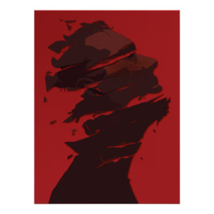 Pôster Identidade Fragmentada em Tons de Vermelho