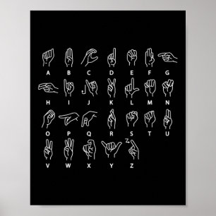Poster Idioma de Sinais Alfabeto Surdo Mudo Asl Awarenes